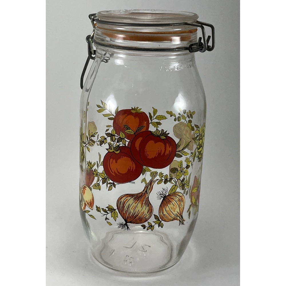 Vintage ARC SPICE of LIFE 2L Glass Jar Canister France Mushroom Cottagecore Boho - Picture 6 of 16